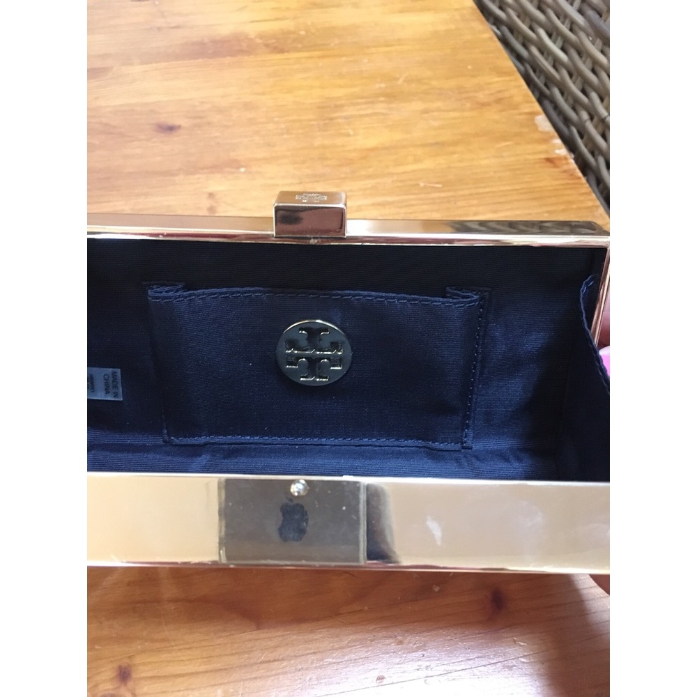 Tory Burch Frete Clutch- Orange & Gold - Picture 3 of 4